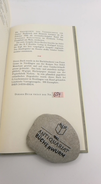 Radbruch, Gustav: Geschichte des Verbrechens Versuch einer historischen Kriminologie