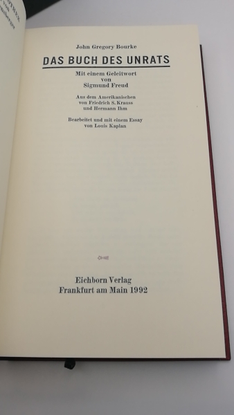 Bourke, John Gregory: Das Buch des Unrats. Mit einem Geleitwort von Sigmund Freud. Bearbeitet und mit einem Essay von Louis Kaplan.