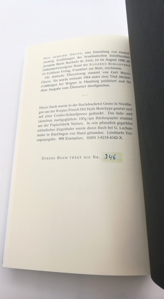 Assis, Machado de: Der geheime Grund Erzählungen. Aus dem brasilianischen Portugiesisch und mit einem Nachwort von Curt Meyer-Clason.