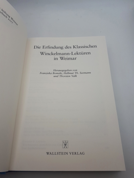 Bomski, Franziska (Herausgeber): Die Erfindung des Klassischen Winckelmann-Lektüren in Weimar