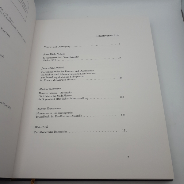 Müller Hofstede, Justus (Herausgeber): Florenz in der Frührenaissance Kunst - Literatur - Epistolographie in der Sphäre des Humanismus; Gedenkschrift für Paul Oskar Kristeller (1905 - 1999)