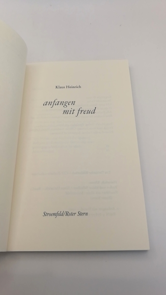 Heinrich, Klaus: Anfangen mit Freud Reden und kleine Schriften 1.