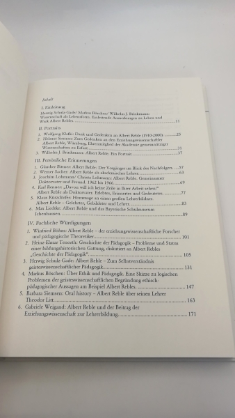 Brinkmann, Wilhelm (Hrsg.): Erkennen und Handeln Pädagogik in theoretischer und praktischer Verantwortung; Albert Reble (1910 - 2000) zum Gedenken