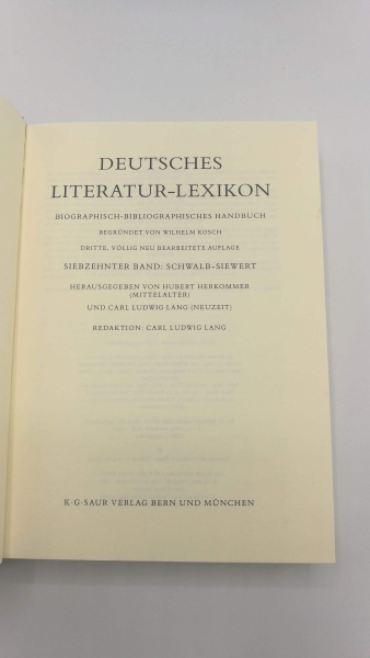 Bigler-Marschall, Ingrid (Mitwirkender): Deutsches Literatur-Lexikon Bd. 17., Schwalb - Siewert / [die Mitarb. dieses Bd. Ingrid Bigler ...