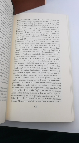 Johann Gottfried Seume: Spaziergang nach Syrakus im Jahre 1802. Mit vier Farbtafeln von Karl Friedrich Schinkel. Mit Beigabe (Schiff im Sturm...). Die Andere Bibliothek. Herausgegeben von Hans Magnus Enzensberger. Limitierte Vorzugsausgabe. 999 Exemplare.