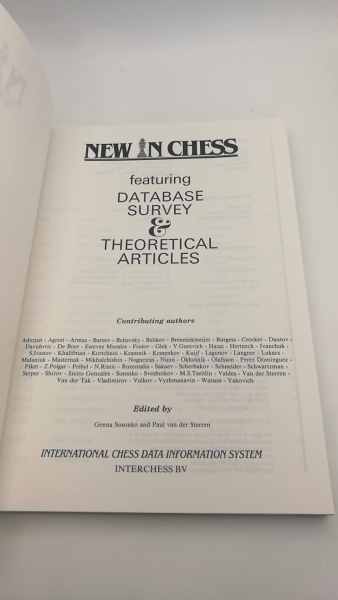 Sosonko / van der Sterren (Ed.), Genna / Paul: New in Chess. Yearbook 20. 1991. featuring Database Survey & Theoretical Articles