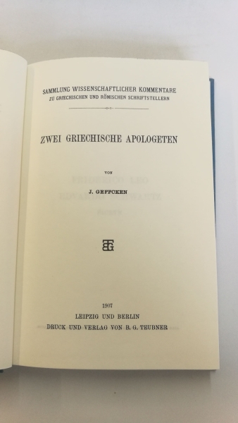 Geffcken, Johannes: Zwei griechische Apologeten 