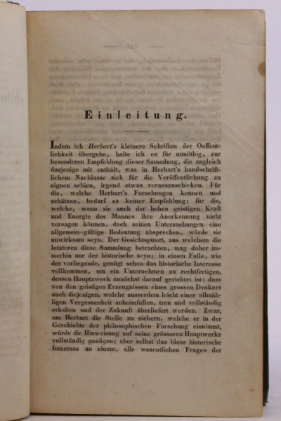 Herbart, J. F., G. Hartenstein (Hrsg.): Johann Friedrich Herbart's kleinere philosophische Schriften und Abhandlungen nebst dessen wissenschaftlichem Nachlasse Erster und zweiter Band