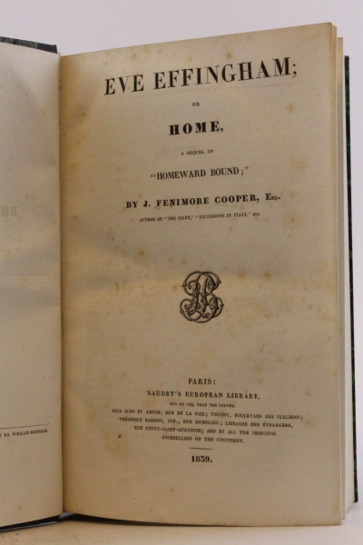 Cooper, J. Fenimore: Eve Effingham or Home, A Sequel to "Homeward Bound"