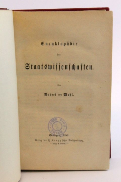 Wohl, Robert von: Encyclopädie der Statswissenschaften