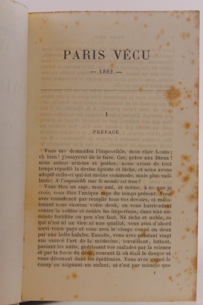 de Banville, Théodore: Paris Vécu. Feuilles Volantes