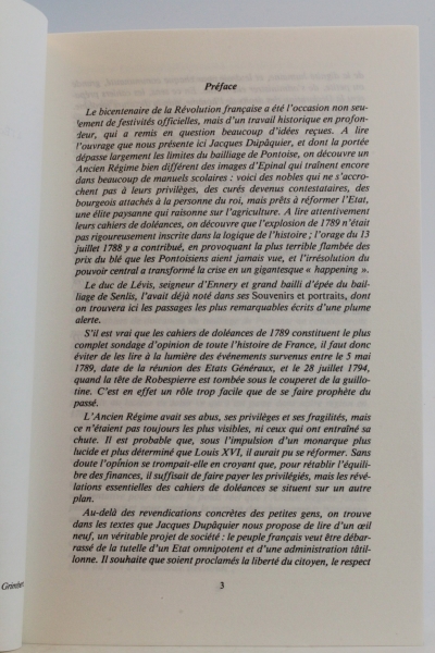 Dupaquier, Jacques: Ainsi commenca la Revolution ... Campagne electorale et cahiers de doleances de 1789 dans les bailliages de Chaumont-en-Vexin et Magny-en-Vexin. Tome II