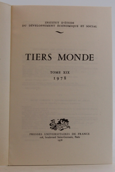 Collectif: Tiers-Monde (Revue) 1978 - 1990