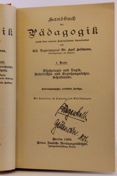 Heilmann, Dr. Karl: Handbuch der Pädagogik nach den neuen Lehrplänen.