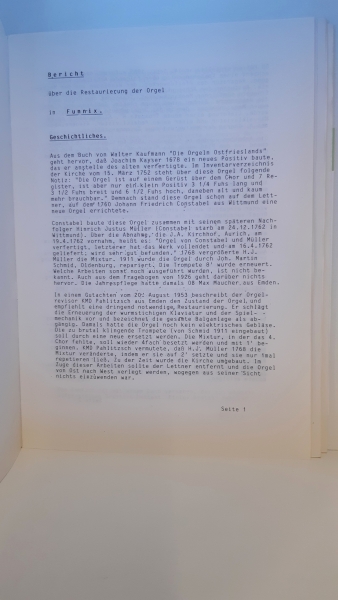 Alfred Führer, Hinrich Otto Paschen: Konvolut aus Berichten und Fotografien von Orgelrestaurierungen in Norddeutschland