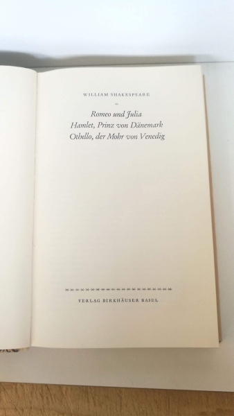 William Shakespear, Hans Matter (Hrsg.): Shakespeares Dramatische Werke Birkhäuser-Klassiker