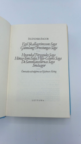 Alving, Hjalmar: Isländska Sagor Översatta och utgivna av Hjalmar Alving