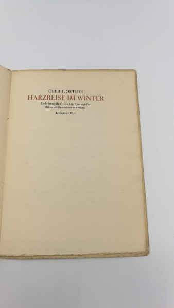 Goethe, : Harzreise im Winter 