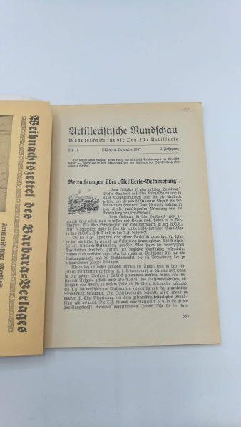 o. Angabe: Artilleristische Rundschau. Monatsschrift für die Deutsche Artillerie Dezember 1937, Nr. 12, 9. Jahrgang