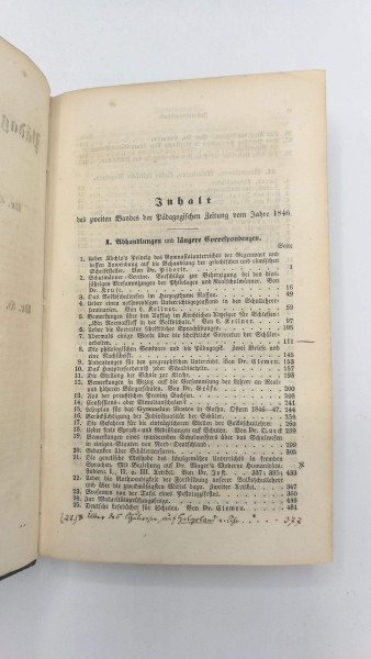 Gräfe / Clemen (Hrsg.), Dr. H. / Dr. C.: Pädagogische Zeitung. Zweiter (2.) Jahrgang 1846. 2. Bände. Mit Fragmenten I. Jahrgang 1845