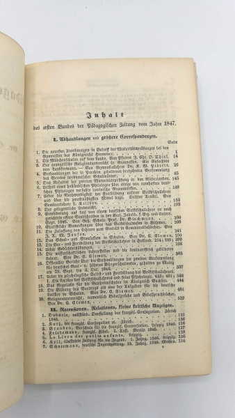 Gräfe / Clemen (Hrsg.), Dr. H. / Dr. C.: Pädagogische Zeitung. Dritter (3.) Jahrgang 1. Band 1847