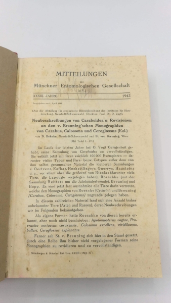 Münchner Entomologischen Gesellschaft e.V. (Hrsg.): Mitteilungen der Münchner Entomologischen Gesellschaft (e.V.). XXXIII. (33.) Jahrgang