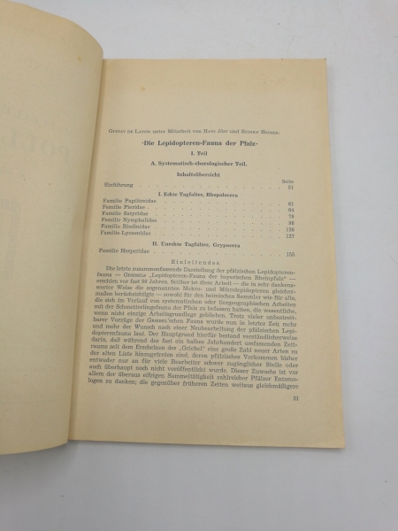 de Lattin, Gustav: Die Lepidopteren Fauna der Pfalz. I. + II. + III. Teil vollständig (4 Bände) Sonderdruck aus Mitteilungen der Pollichia. III. Reihe