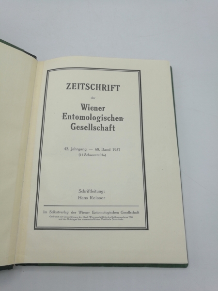 Wiener Entomologischen Gesellschaft (Hrsg.), : Zeitschrift d. Wiener Entomologischen Gesellschaft, 42. Jahrgang, 68. Band 1957, Nr 1-12 (=vollst.). Gebunden! 