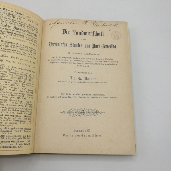 Ramm, E.: Die Landwirtschaft in den Vereinigten Staaten von Nord-Amerika. 