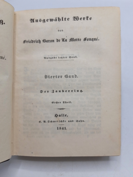 Fouqué, Friedrich de La Motte: Ausgewählte Werke. Ausgabe letzter Hand.