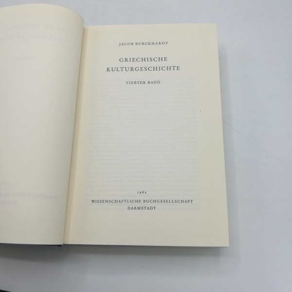 Burckhardt, Jacob: Griechische Kulturgeschichte. 4 Bände (=vollst.) Gesammelte Werke. Band V-VIII