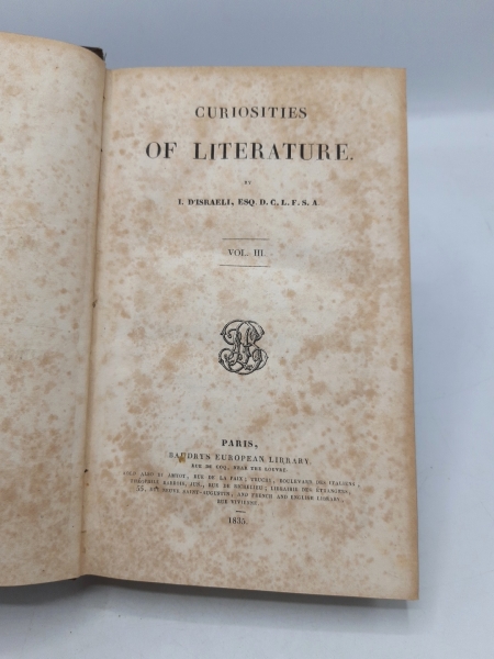 D'Israeli, Isaac: Curiosities of Literature. Vol. III