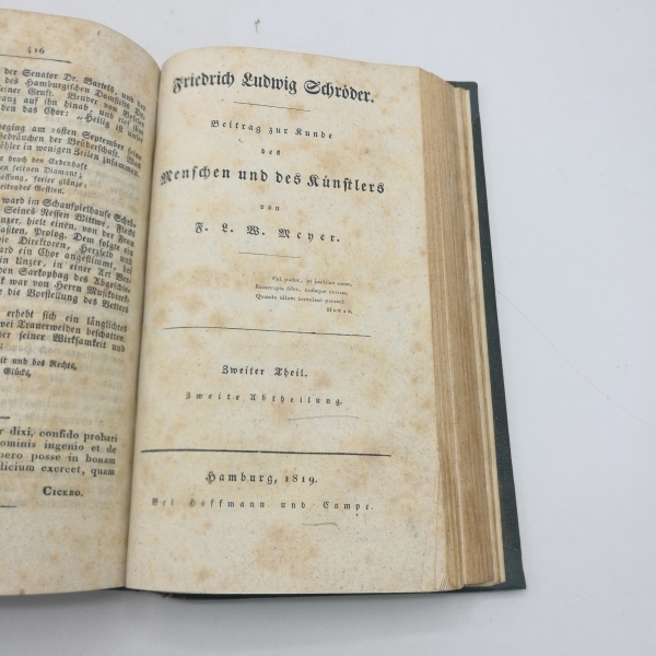 Meyer, F. L. W.: Friedrich Ludwig Schröder.  Drei Teile in einem Band (=vollst.) Beitrag zur Kunde des Menschen und des Künstlers.