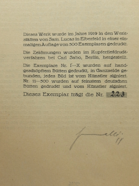 Hadwiger, Victor, Walter Gramatté: Il Pantegan. Auf feinsten deutschen Bütten gedruckt und vom Künstler signiert. Limitierte Auflage (11-500; hier die Nummer 223). 1. Ausgabe