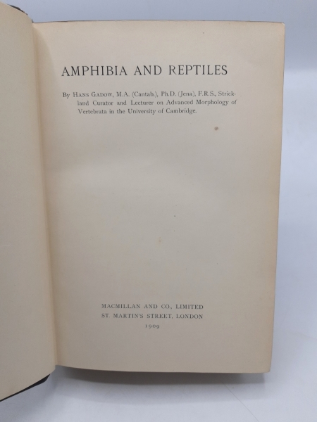 Gadow, H.: Amphibia and Reptiles