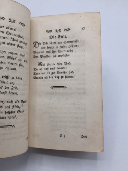 von Thümmel, Klamer Eberhard Karl Schmidt, J. W. Schreiber, J T Dick: Sammelband von sechs Schriften: Lieder für Kinder (Neue Auflage), 1772 [unbek. Autor] / Inoculation der Liebe, 1772 / Elegieen an meine Minna, 1773 / Kleine vermischte Gedichte und Brie