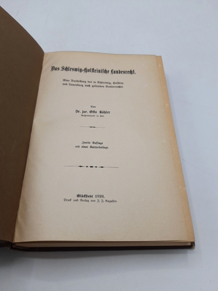 Kähler, Otto: Das Schleswig-Holsteinische Landesrecht. Eine Darstellung des in Schleswig, Holstein und Lauenburg noch geltenden Sonderrechts (Originalausgabe 1923)