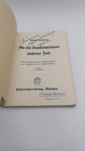 Rosenberg, Alfred: An die Dunkelmänner unserer Zeit. Eine Antwort auf die Angriffe gegen den Mythus des 20. Jahrhunderts 