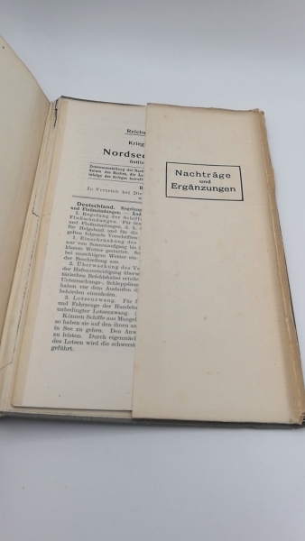 Reichs-Marine-Amt: Nordsee-Handbuch Östlicher Teil. INKLUSIVE: Kriegsergänzung zum Nordsee-Handbuch östlicher Teil, 1917 Von Hanstholm bis Terschelling. Abgeschlossen mit "Nachricht für Seefahrer" Ausgabe 50 vom 24. November 1917