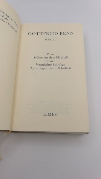 Wellershoff, Dieter (Hrsg.): Gottfried Benn. Gesammelte Werke in zwei Bänden. 2 Bände (=vollst.) 