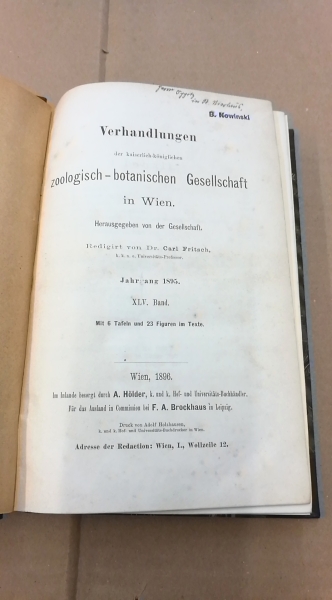 Zoologisch-Botanische Gesellschaft Wien (Hrgs.): Verhandlung der kaiserlich.königlichen zoologisch-botanischen Gesellschaft in Wien. Jahrgang 1898-1902, 43-52. Band  (= 10 Bände)