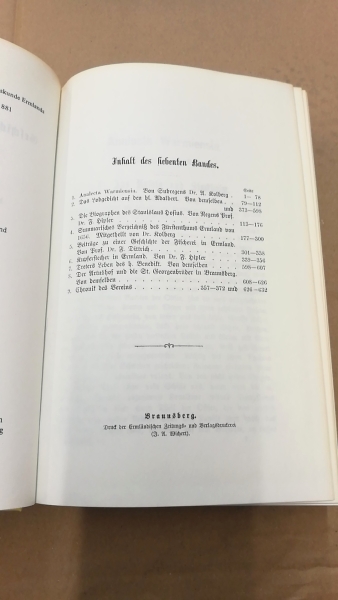 Historischer Verein Ermland: Zeitschrift für die Geschichte und Altertumskunde Ermlands. (ZGAE) 7 Bände 1860 -1881. Unveränderter Nachdruck der Ausgabe 1860.