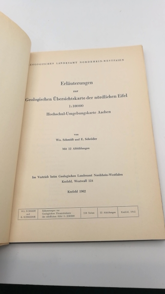 Schmidt, Wo.: Erläuterungen zur Geologischen Übersichtskarte der nördlichen Eifel 1:100 000 Hochschul-Umgebungskarte Aachen