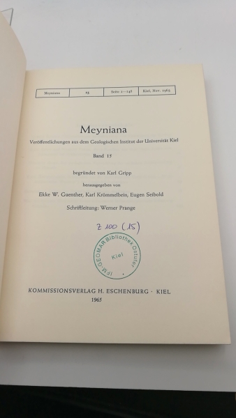 Guenther, Ekke W. (Hrgs.): Meyniana. Band 15 Veröffentlichung aus dem Geologischen Institut der Universität Kiel