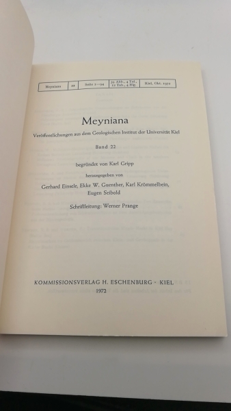 Guenther, Ekke W. (Hrgs.): Meyniana. Band 22 Veröffentlichung aus dem Geologischen Institut der Universität Kiel