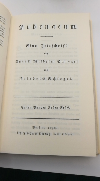 Schlegel, August Wilhelm und Friedrich: Athenaeum. 1798-1800 (3 Bände = vollst.)