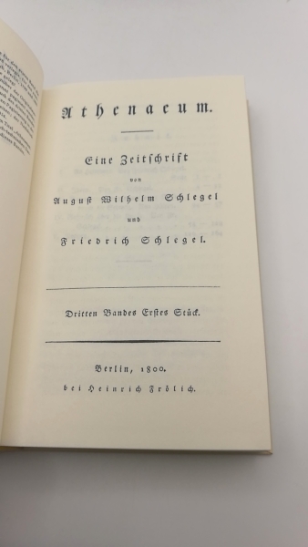 Schlegel, August Wilhelm und Friedrich: Athenaeum. 1798-1800 (3 Bände = vollst.)