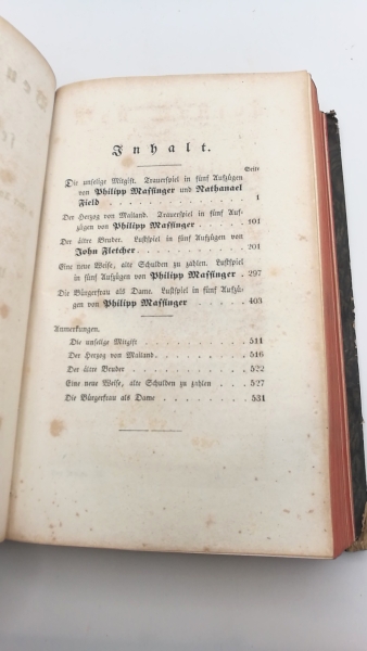 Jonson, Ben: Ben Jonson und seine Schule, dargestellt in einer Auswahl von Lustspielen und Tragödien. Erster [1.] und Zweiter [2.] Theil (=2 Teile in 1 Band) Übersetzt und erläutert durch Wolf Grafen von Baudissin.