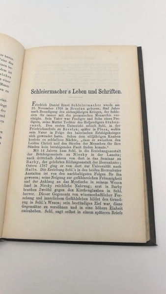 Kirchmann, J. H. v.  (Hrsg.): Friedrich Schleiermacher's Monologen. Herausgegeben, erläutert und mit einer Lebensbeschreibung Schleiermacher's versehen von J. H. v. Kirchmann.