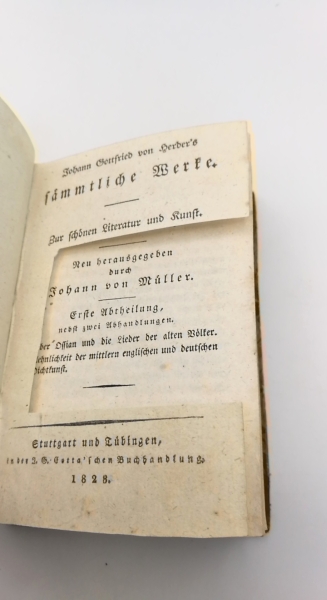 Mueller (Hrgs.), Johann von: Johann Gottfried Herder's saemmtliche Werke. Zur schoenen Literatur und Kunst. Band 7 und 8 (= 2 Bde in 1 Buch)